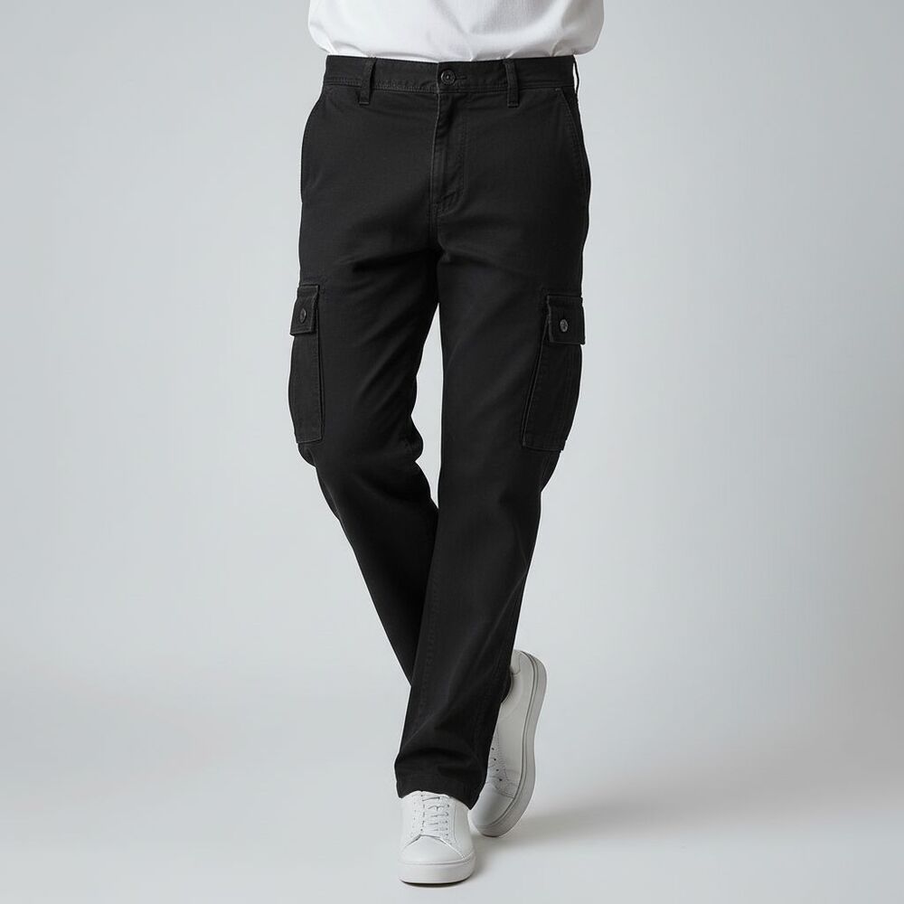 Bar Code Black Cargo Pants 31x29 Cotton Low Rise Utility Pocket Straight Leg